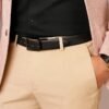 Men's black formal leatherite reversible belt
