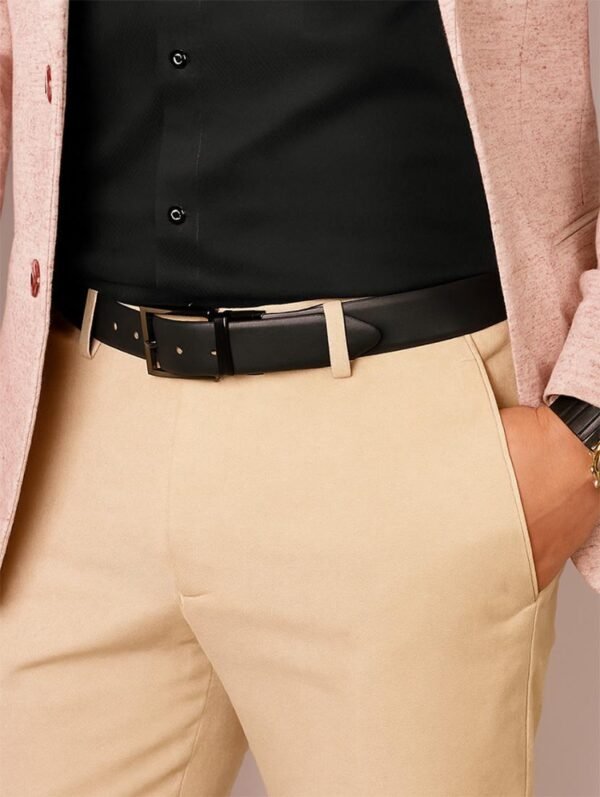 Men's black formal leatherite reversible belt
