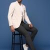 Men long sleeved self design single breasted casual blazer
